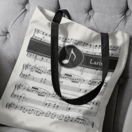 Bolsa Tote Notas musicais em preto e branco personalizadas