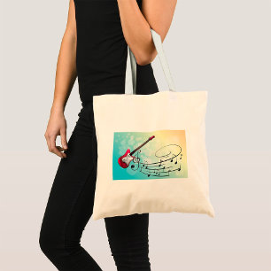 Bolsa Tote Notas Musicais Giratórias de Guitarra Elétrica de