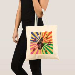 Bolsa Tote Notas musicais no fundo de Sunsplash