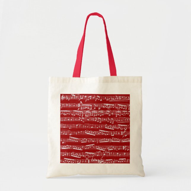 Bolsa Tote Notas vermelhas da música (Frente)