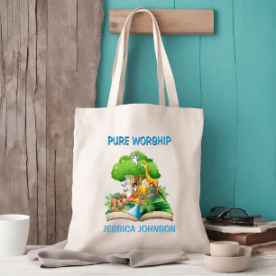 Bolsa Tote Notebook de Culto puro para crianças com animais g