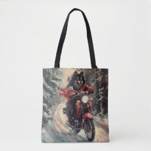 Bolsa Tote Notebook Finlandês Cachorro Dirigindo Motocicleta