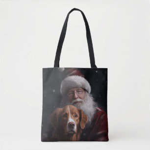 Bolsa Tote Nova Escócia Duck Toller Com Papai Noel Festivo