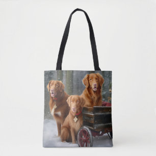Bolsa Tote Nova Escócia Duck Toller Retriever Snowy Sleigh