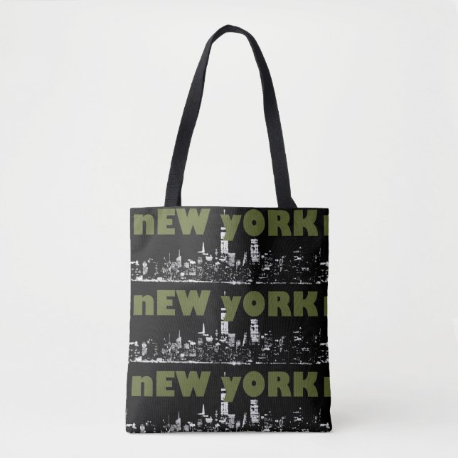 Bolsa Tote Nova Iorque Cidade NYC Paisagem Noturna da Cidade (Frente)