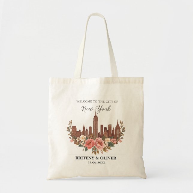 Bolsa Tote Nova Iorque Floral Destino Skyline Semear (Frente)