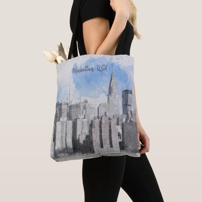 Bolsa Tote Nova Iorque Manhattan Skyline (Close Up)