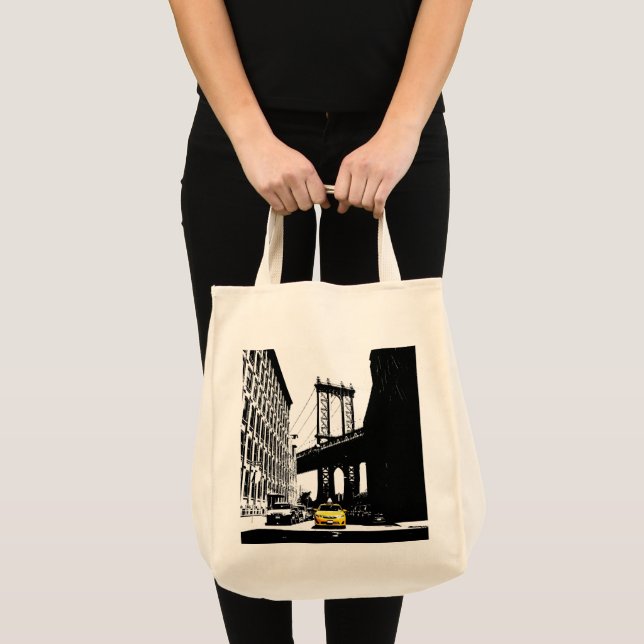 Bolsa Tote Nova Iorque Modern Nyc Brooklyn Bridge Taxi (Frente (produto))