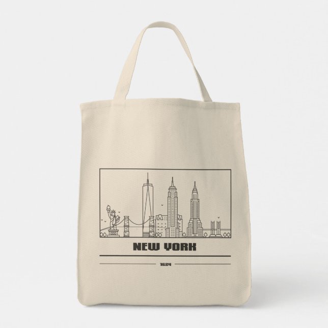 Bolsa Tote Nova Iorque Skyline Art Tote Bag - Chic & Timele (Verso)