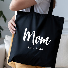 Bolsa Tote Nova Mãe em Letra Branca Elegante Estabelecida