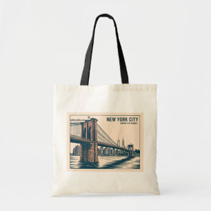 Bolsa Tote Nova York Brooklyn Bridge Skyline Bold Retro Viage