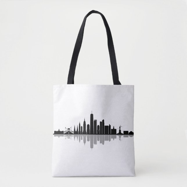 Bolsa Tote NOVA YORK Manhatten EUA City Skyline Silhouette (Frente)
