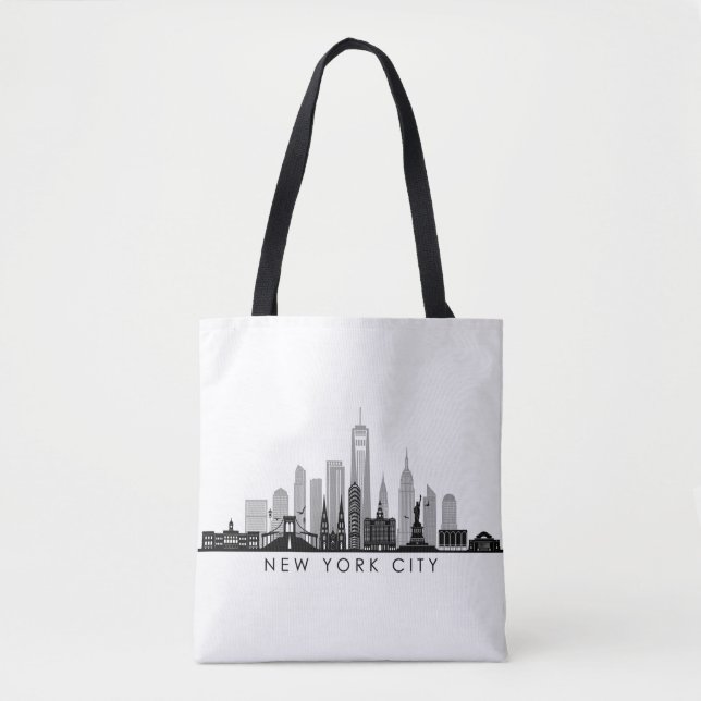 Bolsa Tote NOVA YORK Manhatten EUA City Skyline Silhouette (Frente)