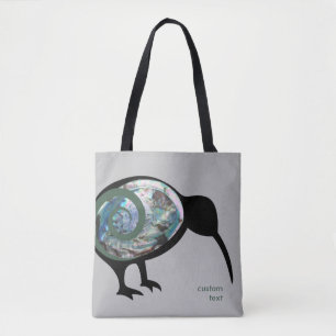 BOLSA TOTE NOVA ZEALAND KIWI BIRD PAUA BLACEN VERDE FERN KORU