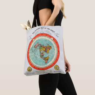 Bolsa Tote Novo Mapa Padrão da Terra Plana Mundial