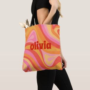 Bolsa Tote Novo padrão de Abstrato do Groove Retro Personaliz