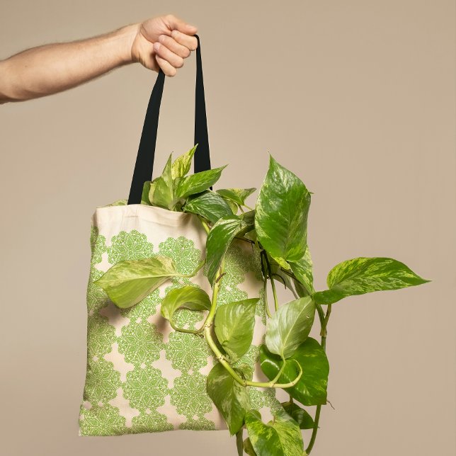 Bolsa Tote Novo padrão verde de renda (Criador carregado)