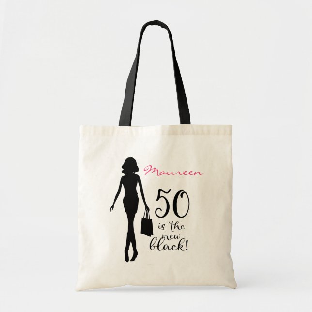Bolsa Tote Novo Presente 50º Aniversário Negro (Frente)