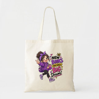 Bolsa Tote Novos Livros Novos Objetivos Grandes Sonhos Desenh