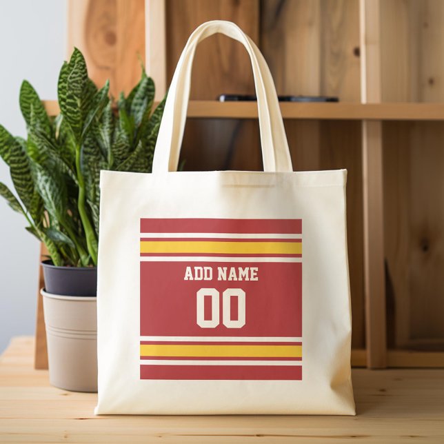 Bolsa Tote Número de Nome Personalizado de Futebol de Jersey  (Custom Tote Bag)