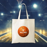 Bolsa Tote Número de Nome Personalizado Esportes de Basquete<br><div class="desc">Presente de basquete personalizado de nome e número de equipe. Projetado por Thisnotme©</div>