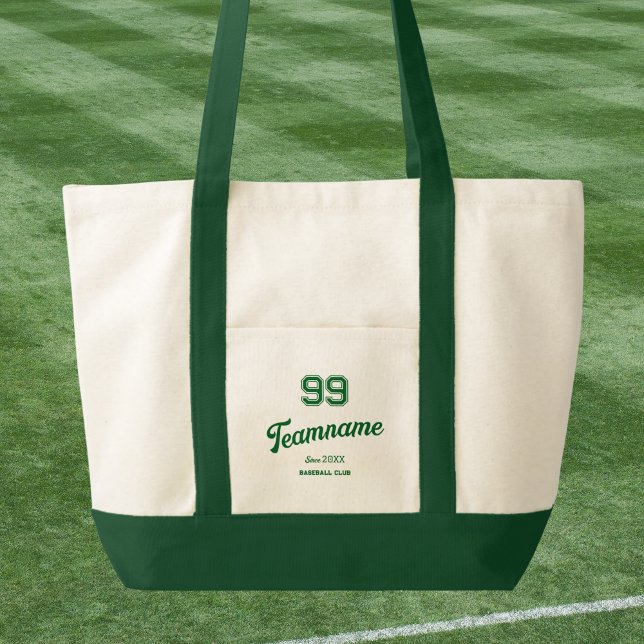 Bolsa Tote Número do jogador personalizado do baseball verde  (Criador carregado)