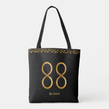Número Dourado 88 & Confetes Dourados em Preto