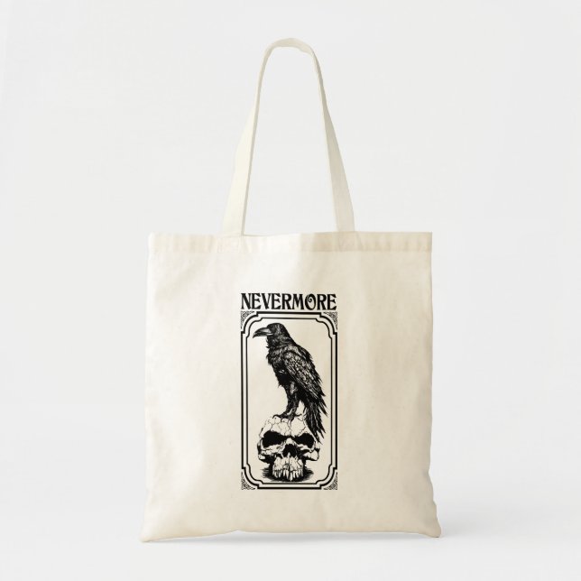 Bolsa Tote Nunca mais | Edgar Allan Poe - Raven (Frente)