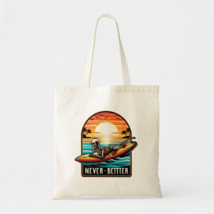 Bolsa Tote Nunca Melhor - Skelset surfando Onda Sunset