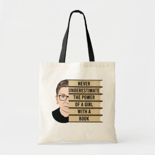 Bolsa Tote Nunca subestime o poder de uma garota com livro