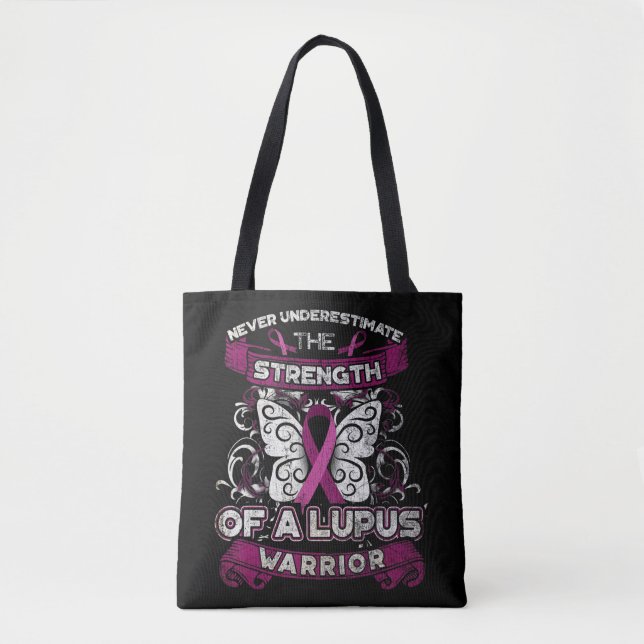 Bolsa Tote Nunca subestime um Guerreiro Lupus Você pode ter (Frente)