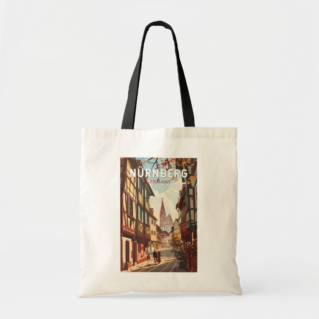 Bolsa Tote Nuremberg Germany Viagem Art Vintage (Frente)