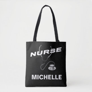 Bolsa Tote Nurse de Nome Personalizável BLACK
