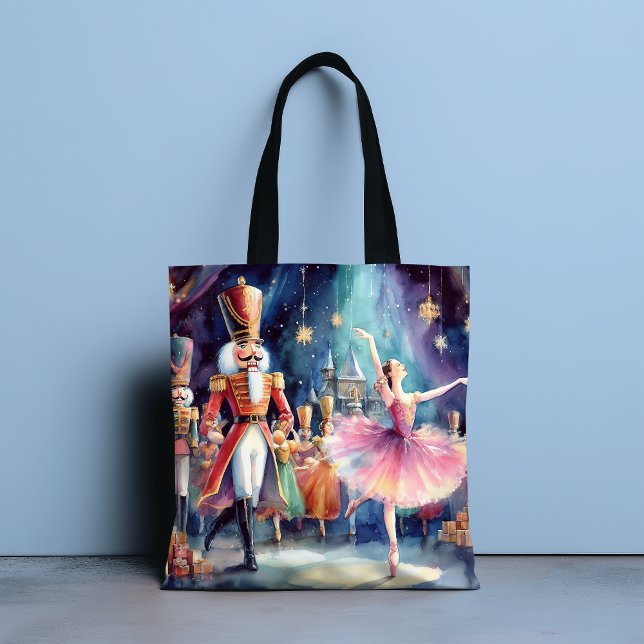 Bolsa Tote Nutcracker Balé Watercolor Christmas Ballerina (Criador carregado)