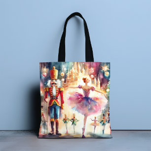 Bolsa Tote Nutcracker Balé Watercolor Christmas Ballerina