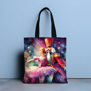 Bolsa Tote Nutcracker Balé Watercolor Christmas Ballerina