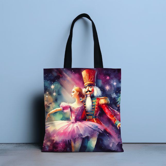 Bolsa Tote Nutcracker Balé Watercolor Christmas Ballerina (Criador carregado)