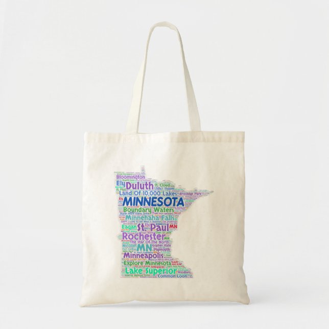 Bolsa Tote Nuvem da palavra de Minnesota (Frente)