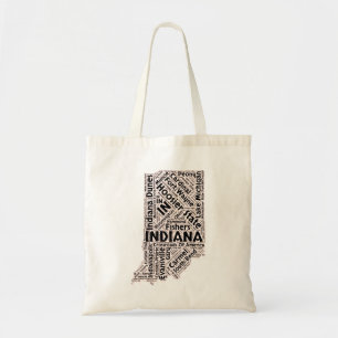 Bolsa Tote Nuvem da palavra do estado de Indiana