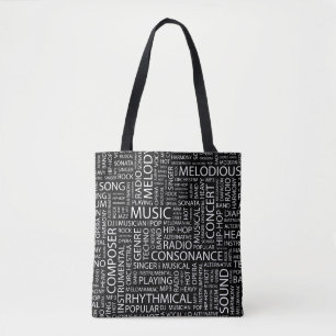 Bolsa Tote Nuvem da palavra do teste padrão da MÚSICA