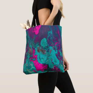 Bolsa Tote Nuvem de fumaça de Abstrato de Magenta e Teal da P