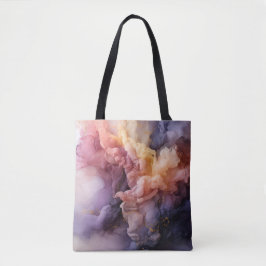 Bolsa Tote Nuvem Floral Lavanda Abstrata Tinta Paisagem