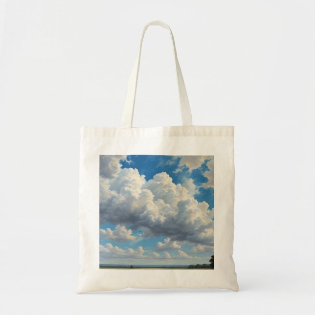 Bolsa Tote Nuvens brancas e céu azul limpo (Frente)