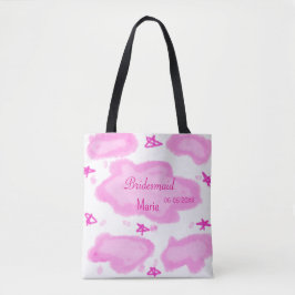 Bolsa Tote nuvens cor-de-rosa estrelas pastel damas de honra 