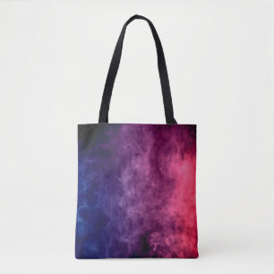 Bolsa Tote Nuvens de fumaça roxas e azuis coloridas nas costa