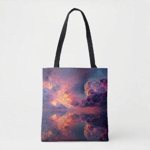 Bolsa Tote Nuvens Dramáticas Surreais Com Pôr do Sol Ardente