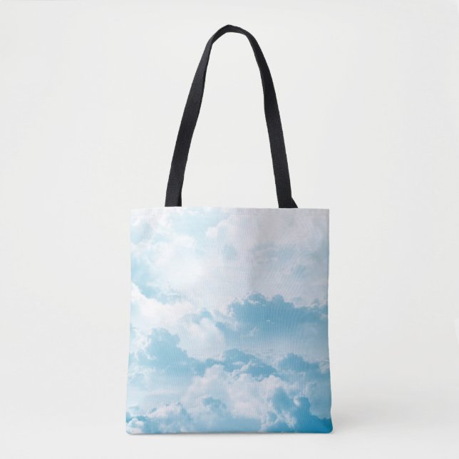 Bolsa Tote Nuvens imagens de vetor de desenho do céu (Frente)