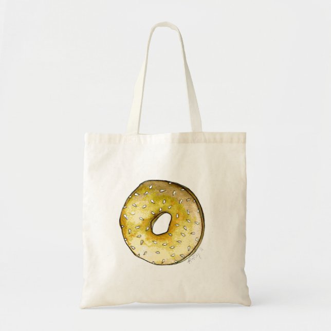Bolsa Tote NYC Café da manhã Sésamo Salga Bagel Sacos Sapos S (Frente)