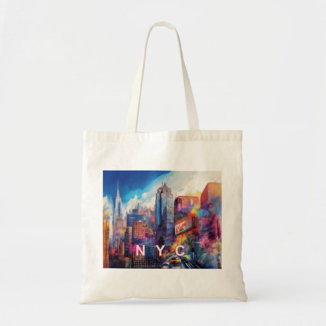 Bolsa Tote NYC Skyline Abstrato Art (Frente)