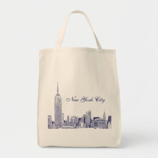 Bolsa Tote NYC Skyline Etch 01 Azul